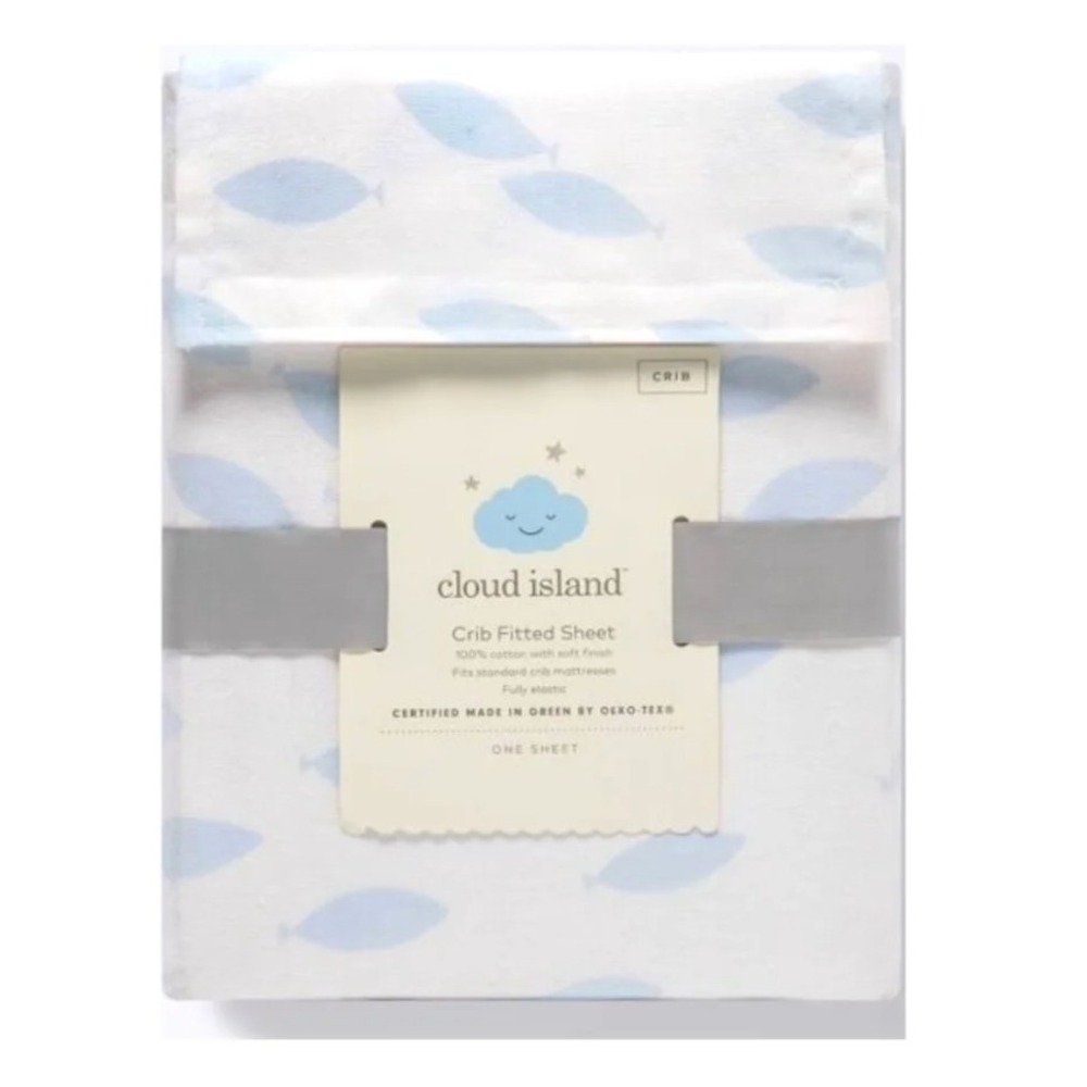 Cloud Island Crib Fitted Sheet Light Blue School of Fish Cotton Baby NWT
